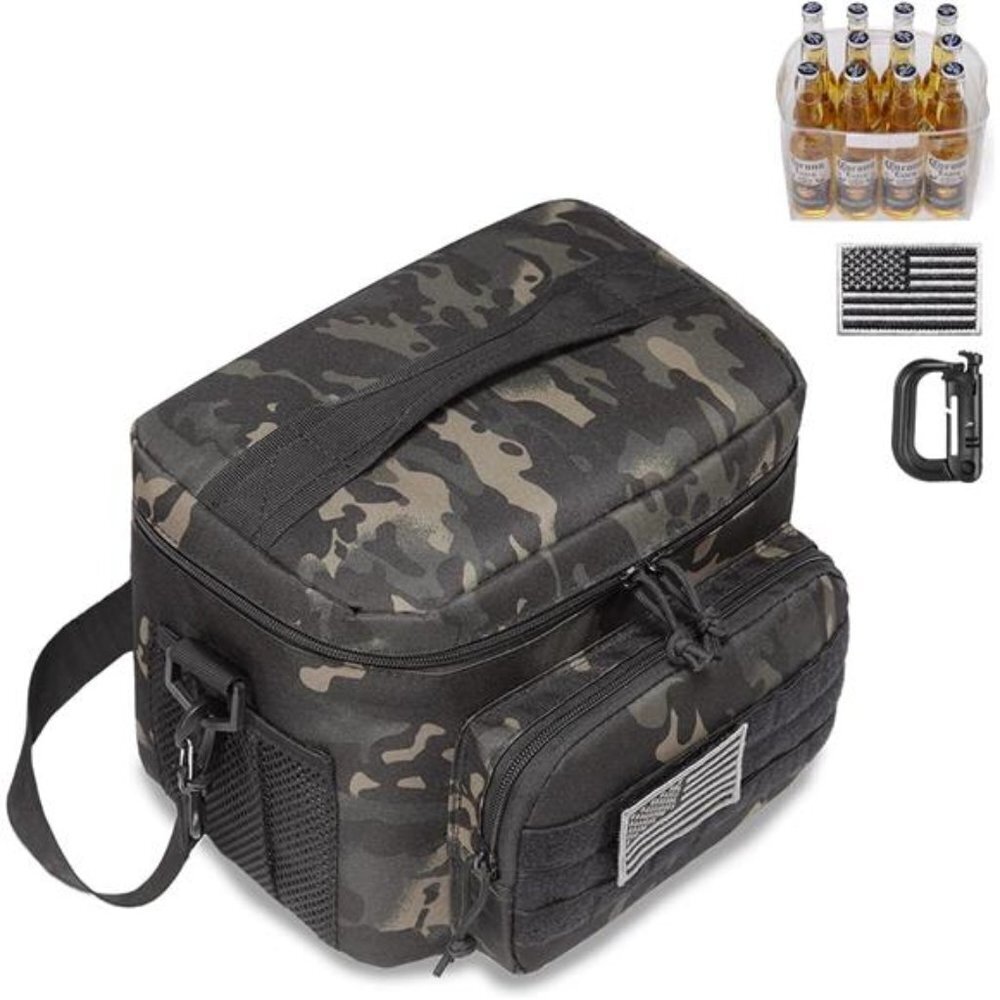 Insulated Lunch Cooler 9L Black Camo Tactical Bag
